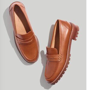 Madewell Cognac Leather Lug-Sole Loafers